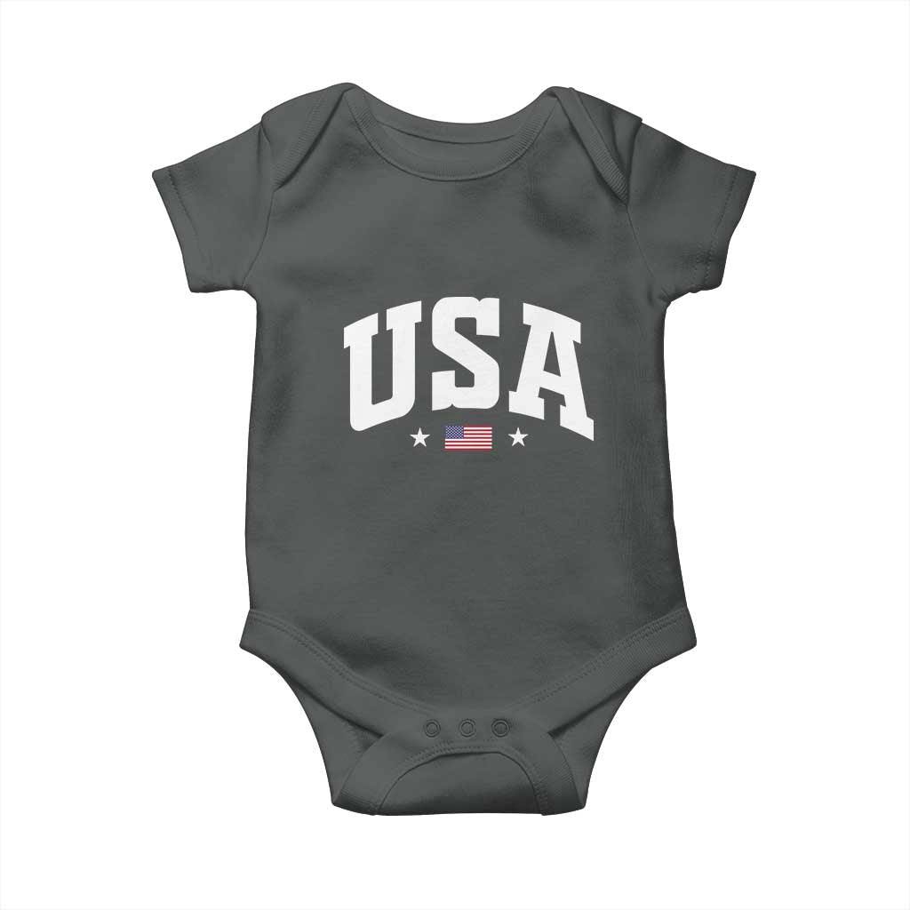 USA Baby Onesie American Flag Patriotic 4th of July TS10 Dark Heather Print Your Wear