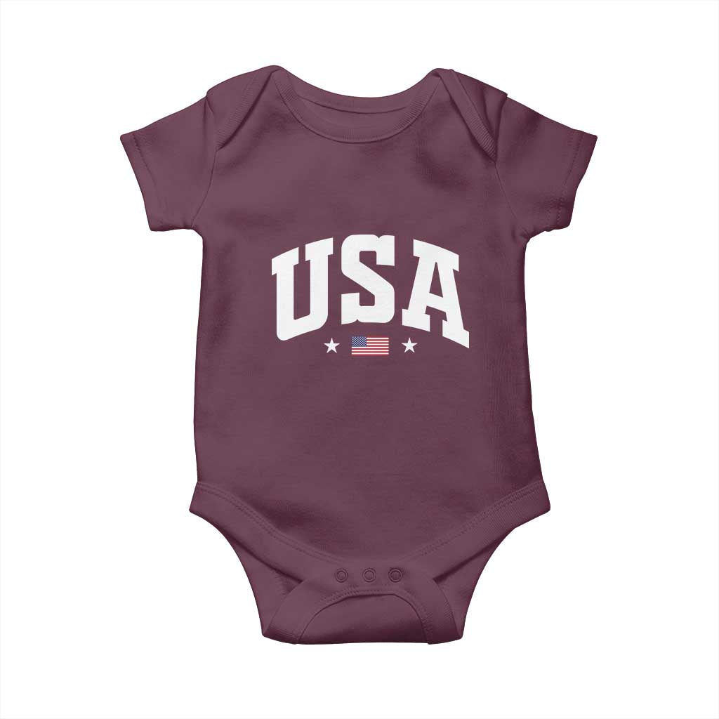 USA Baby Onesie American Flag Patriotic 4th of July TS10 Maroon Print Your Wear