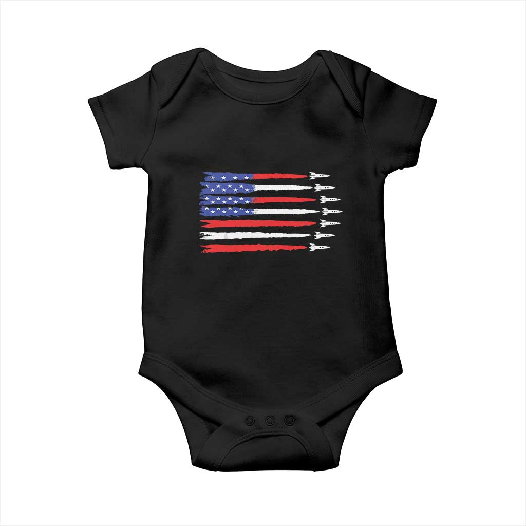 USA Flag Rocket Baby Onesie Patriotic Space Red White Blue 4th of July TS10 Black Print Your Wear