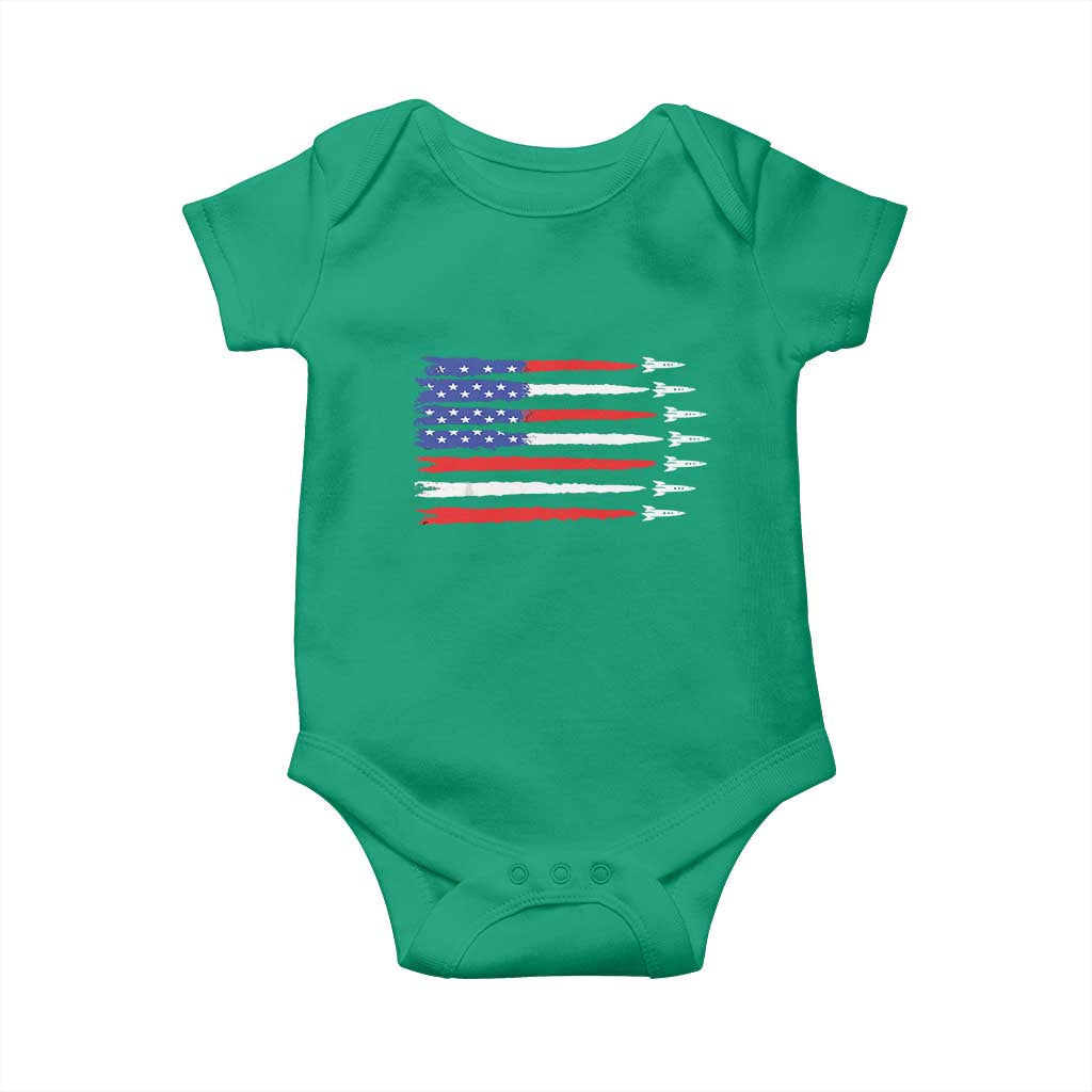 USA Flag Rocket Baby Onesie Patriotic Space Red White Blue 4th of July TS10 Irish Green Print Your Wear