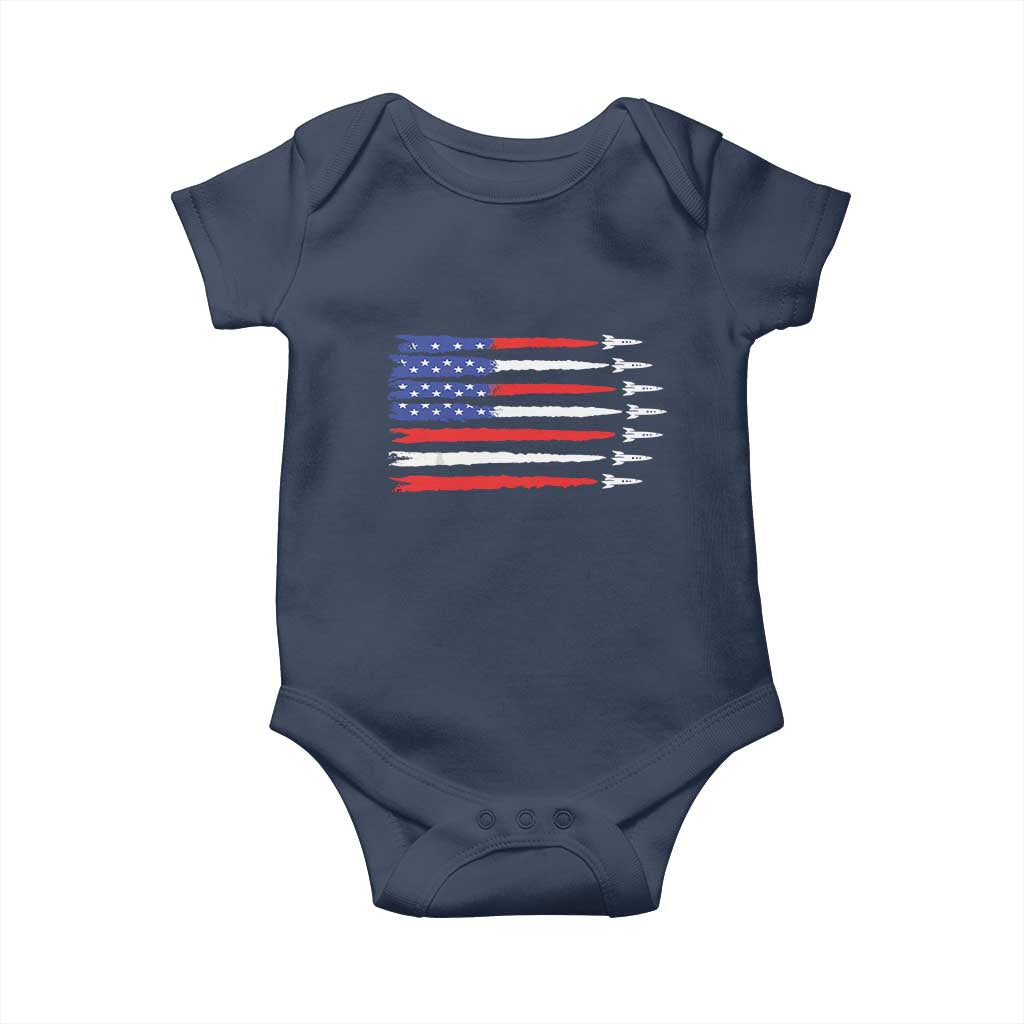 USA Flag Rocket Baby Onesie Patriotic Space Red White Blue 4th of July TS10 Navy Print Your Wear