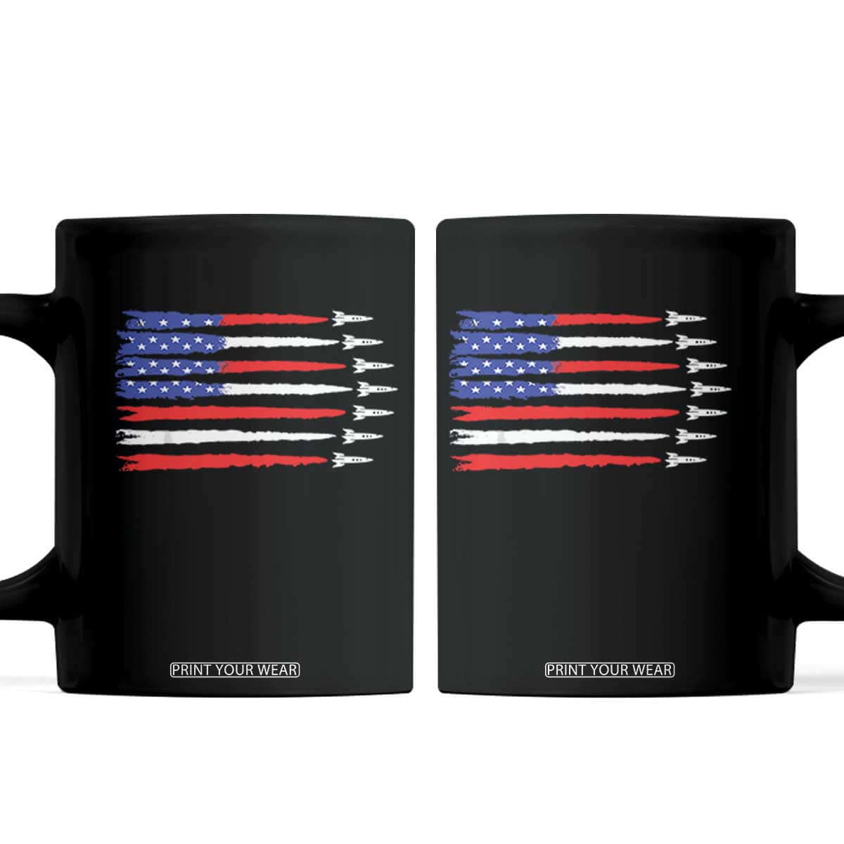 USA Flag Rocket Coffee Mug Patriotic Space Red White Blue 4th of July TS10 Black Print Your Wear