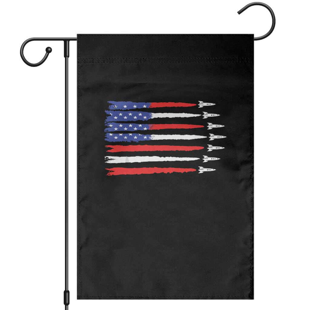 USA Flag Rocket Garden Flag Patriotic Space Red White Blue 4th of July TS10 Black Print Your Wear