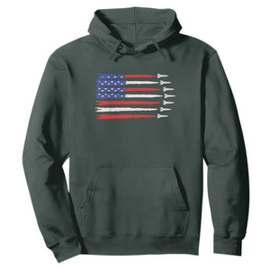 USA Flag Rocket Hoodie Patriotic Space Red White Blue 4th of July TS10 Dark Forest Green Print Your Wear