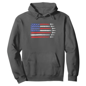 USA Flag Rocket Hoodie Patriotic Space Red White Blue 4th of July TS10 Dark Heather Print Your Wear