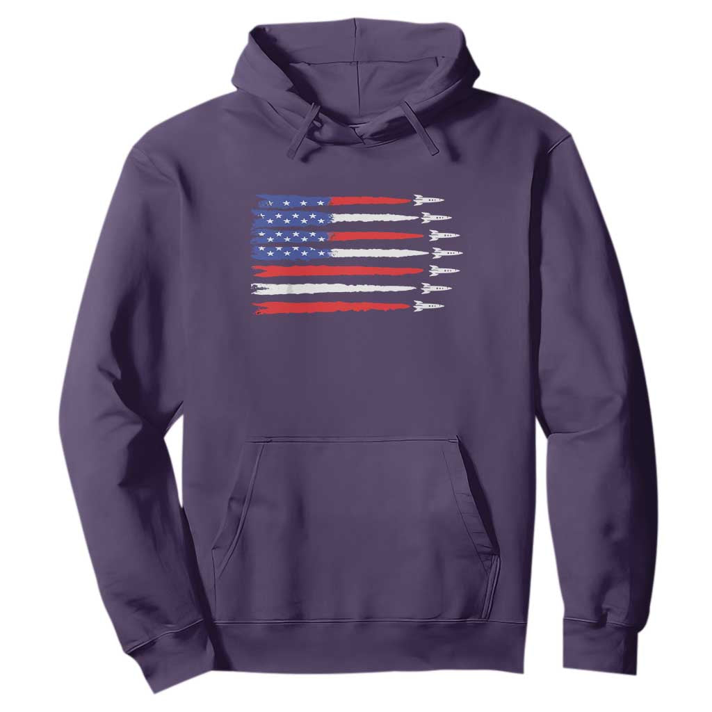 USA Flag Rocket Hoodie Patriotic Space Red White Blue 4th of July TS10 Purple Print Your Wear