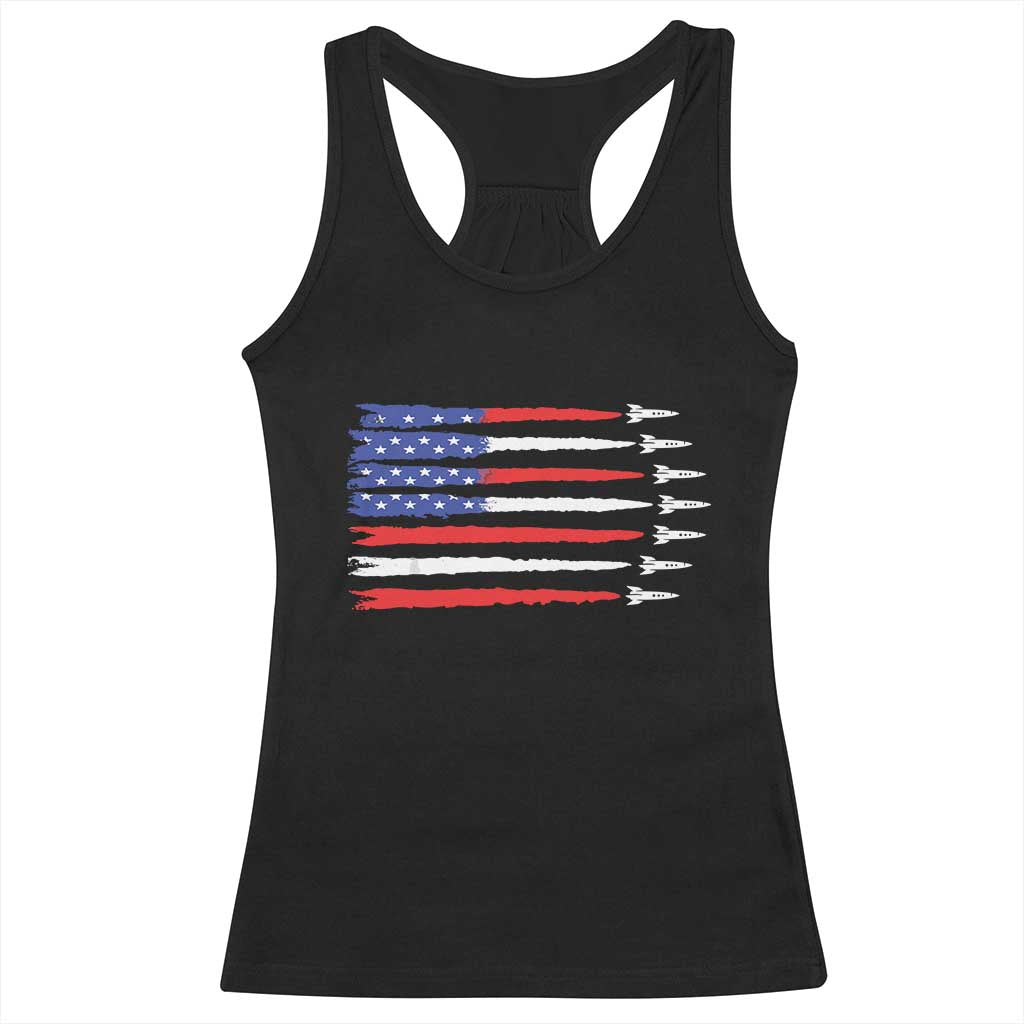 USA Flag Rocket Racerback Tank Top Patriotic Space Red White Blue 4th of July TS10 Black Print Your Wear