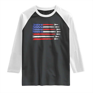 USA Flag Rocket Raglan Shirt Patriotic Space Red White Blue 4th of July TS10 Black White Print Your Wear