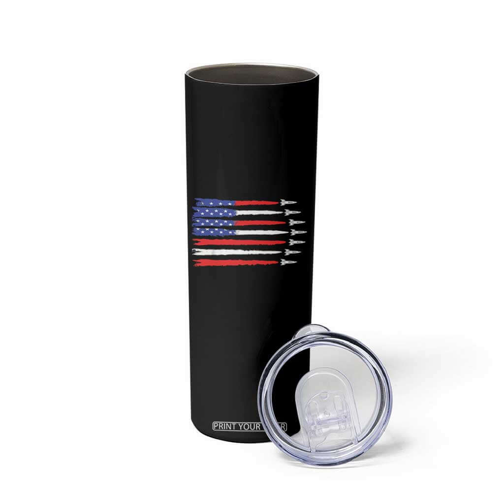 USA Flag Rocket Skinny Tumbler Patriotic Space Red White Blue 4th of July TS10 Print Your Wear