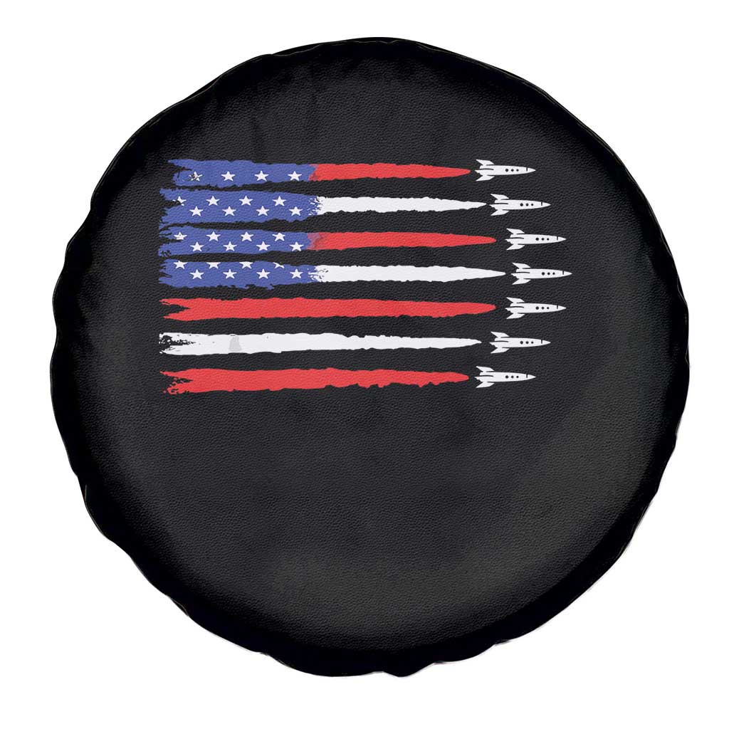 USA Flag Rocket Spare Tire Cover Patriotic Space Red White Blue 4th of July TS10 Print Your Wear