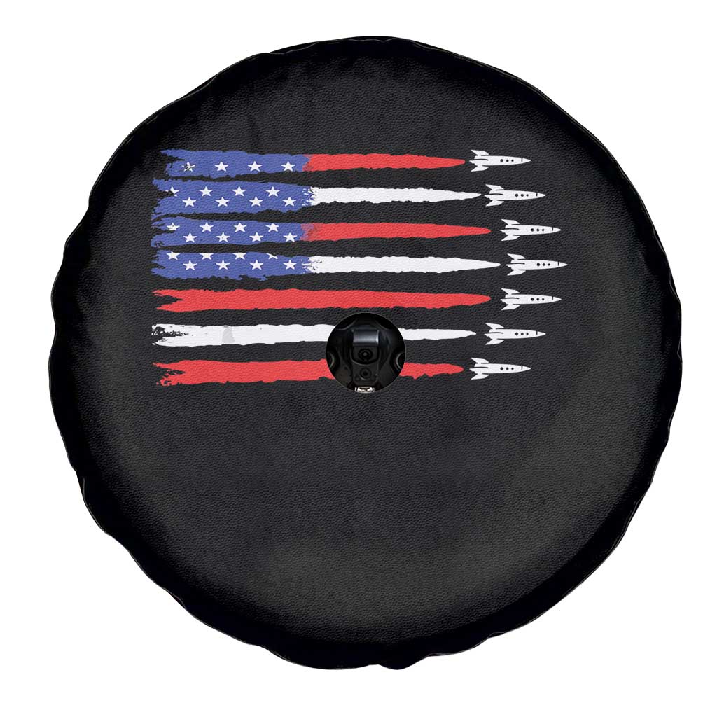 USA Flag Rocket Spare Tire Cover Patriotic Space Red White Blue 4th of July TS10 Print Your Wear