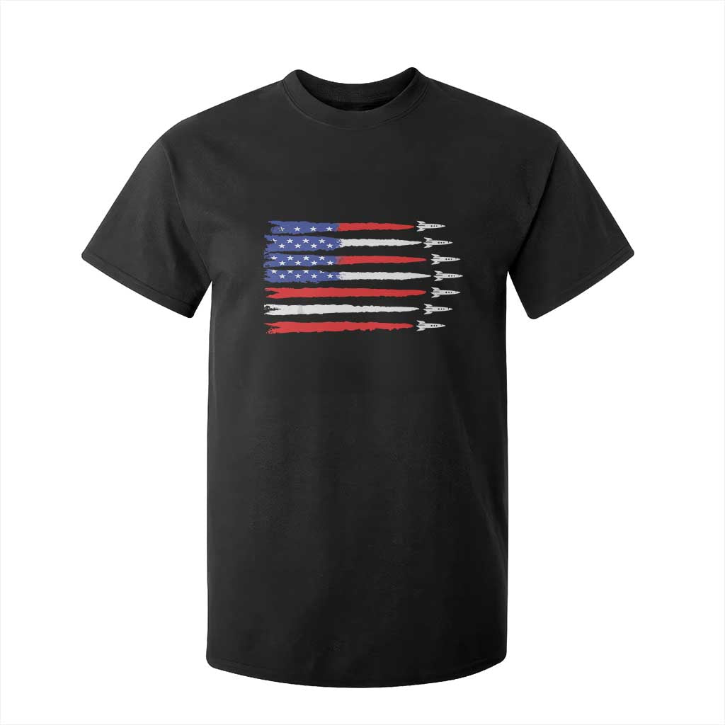 USA Flag Rocket T Shirt For Kid Patriotic Space Red White Blue 4th of July TS10 Black Print Your Wear