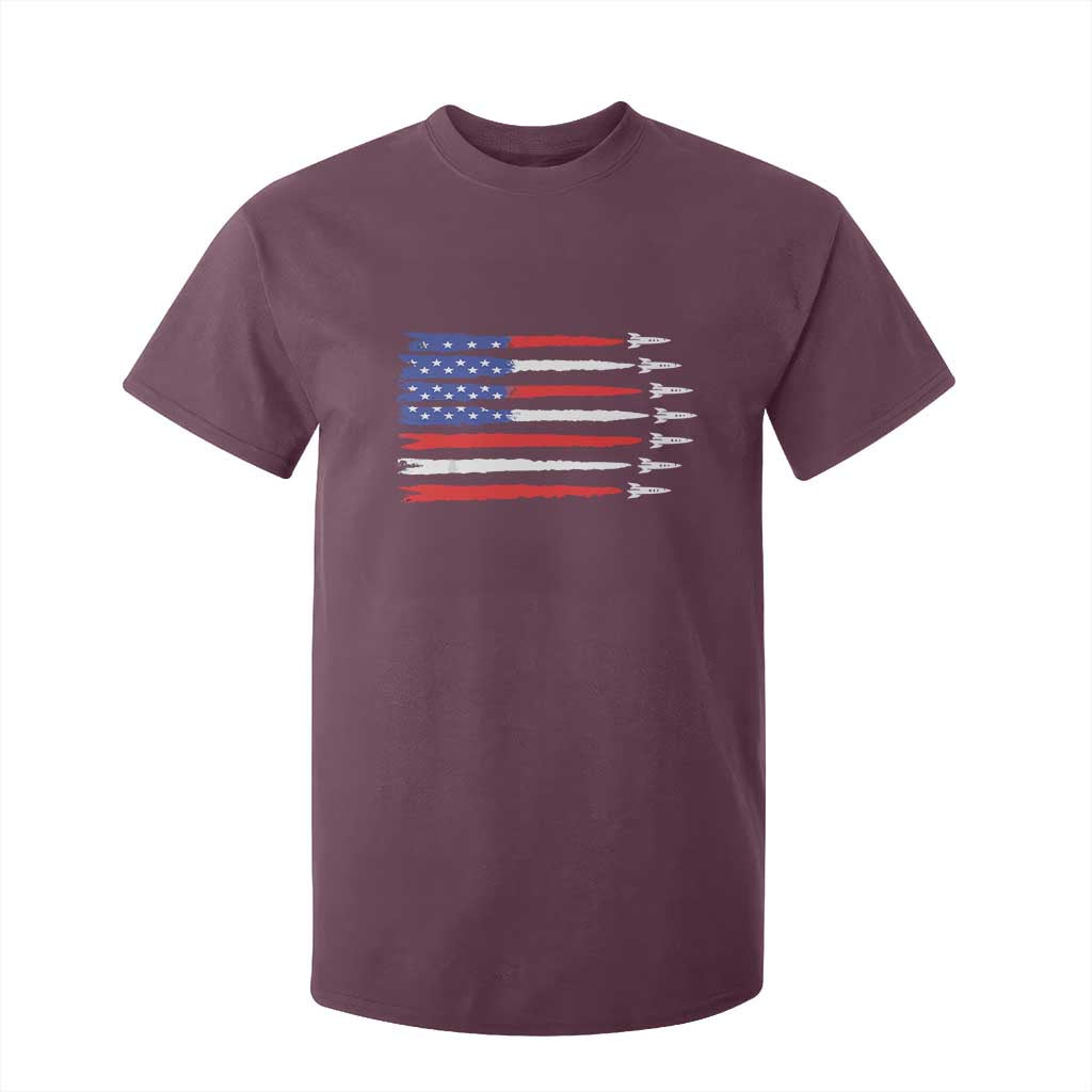USA Flag Rocket T Shirt For Kid Patriotic Space Red White Blue 4th of July TS10 Maroon Print Your Wear