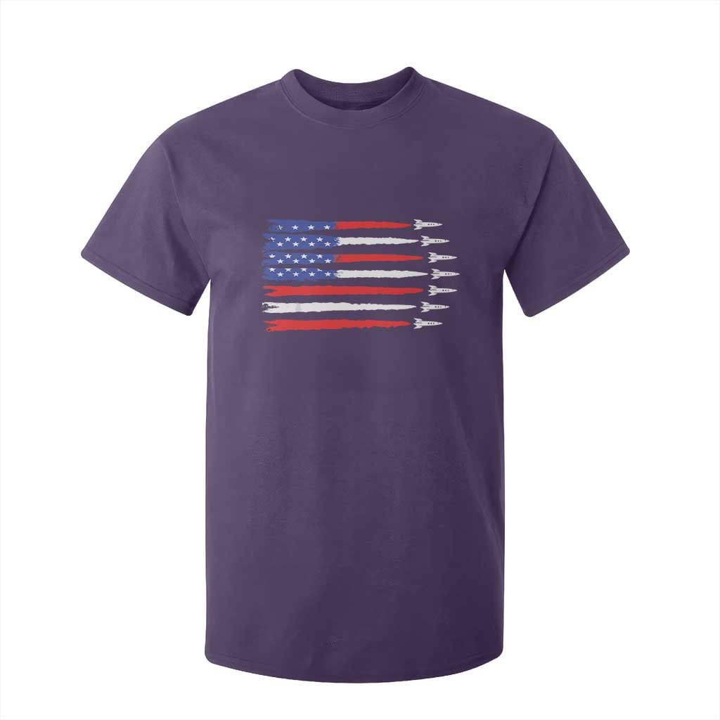 USA Flag Rocket T Shirt For Kid Patriotic Space Red White Blue 4th of July TS10 Purple Print Your Wear