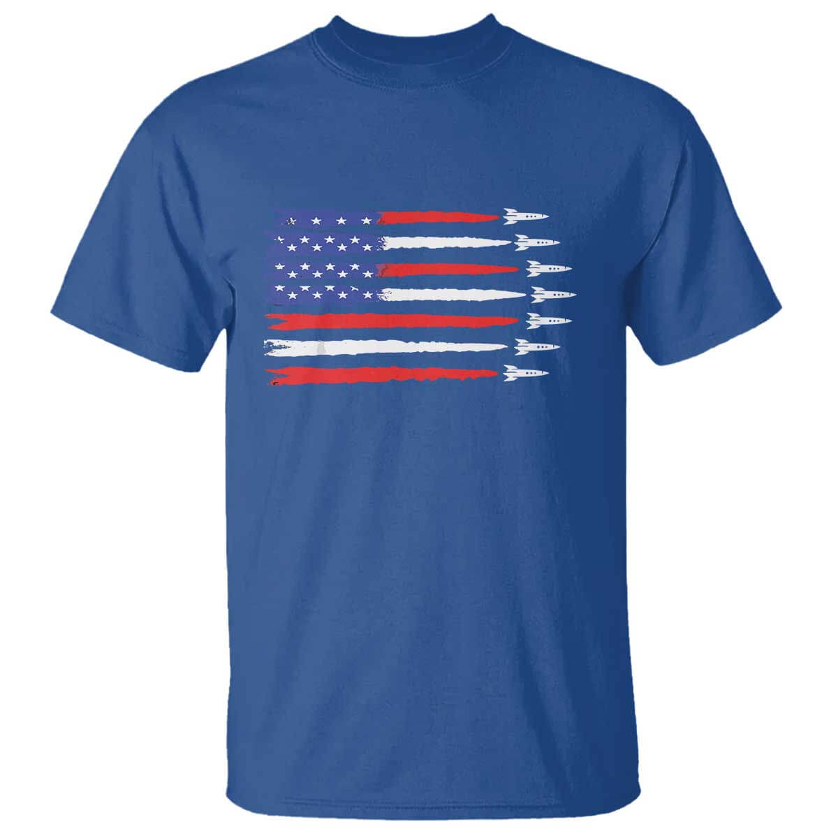 USA Flag Rocket T Shirt Patriotic Space Red White Blue 4th of July TS10 Royal Blue Print Your Wear