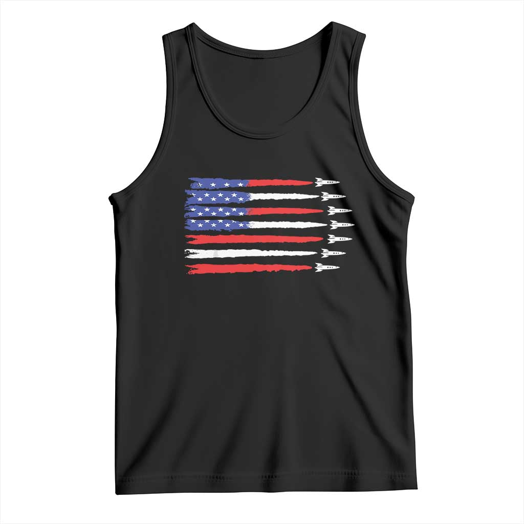 USA Flag Rocket Tank Top Patriotic Space Red White Blue 4th of July TS10 Black Print Your Wear