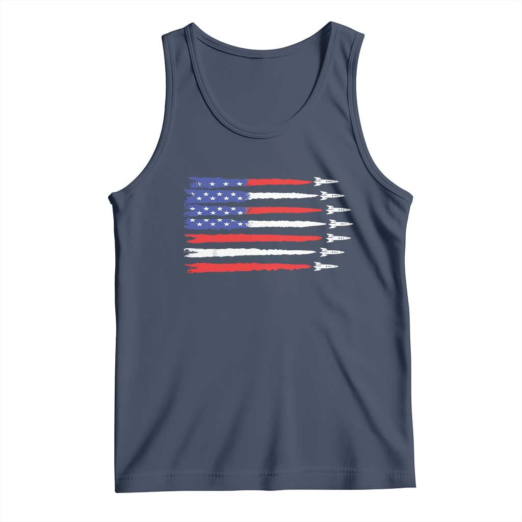 USA Flag Rocket Tank Top Patriotic Space Red White Blue 4th of July TS10 Navy Print Your Wear
