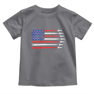USA Flag Rocket Toddler T Shirt Patriotic Space Red White Blue 4th of July TS10 Charcoal Print Your Wear