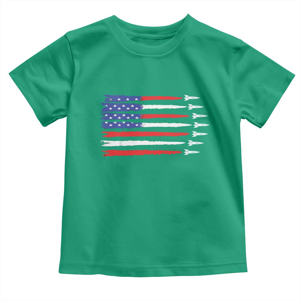 USA Flag Rocket Toddler T Shirt Patriotic Space Red White Blue 4th of July TS10 Irish Green Print Your Wear