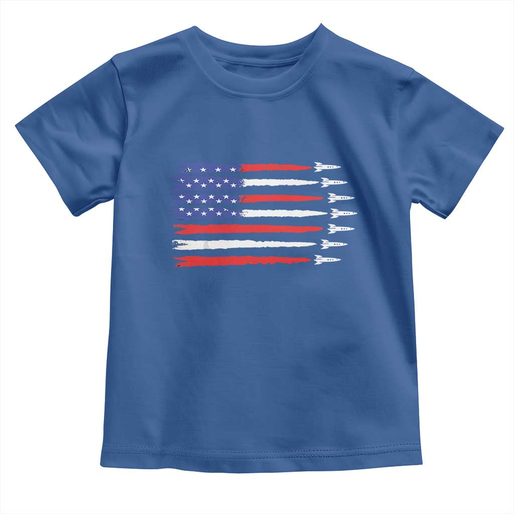 USA Flag Rocket Toddler T Shirt Patriotic Space Red White Blue 4th of July TS10 Royal Blue Print Your Wear