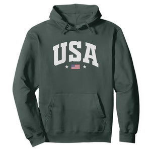 USA Hoodie American Flag Patriotic 4th of July TS10 Dark Forest Green Print Your Wear