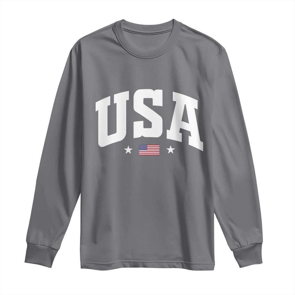 USA Long Sleeve Shirt American Flag Patriotic 4th of July TS10 Charcoal Print Your Wear