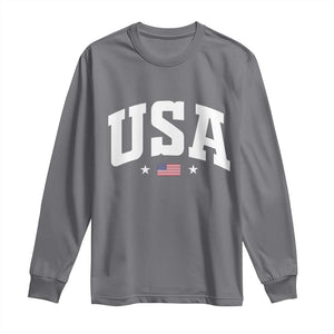 USA Long Sleeve Shirt American Flag Patriotic 4th of July TS10 Charcoal Print Your Wear