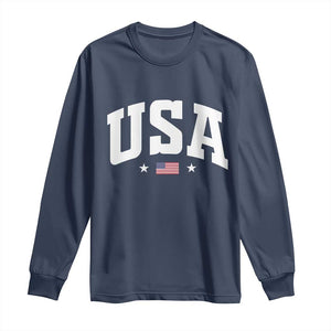 USA Long Sleeve Shirt American Flag Patriotic 4th of July TS10 Navy Print Your Wear