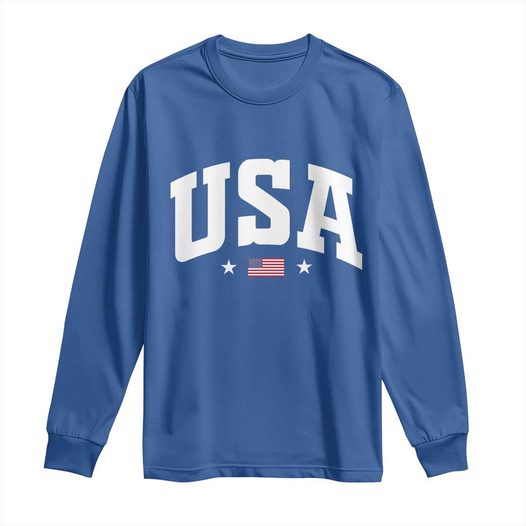 USA Long Sleeve Shirt American Flag Patriotic 4th of July TS10 Royal Blue Print Your Wear