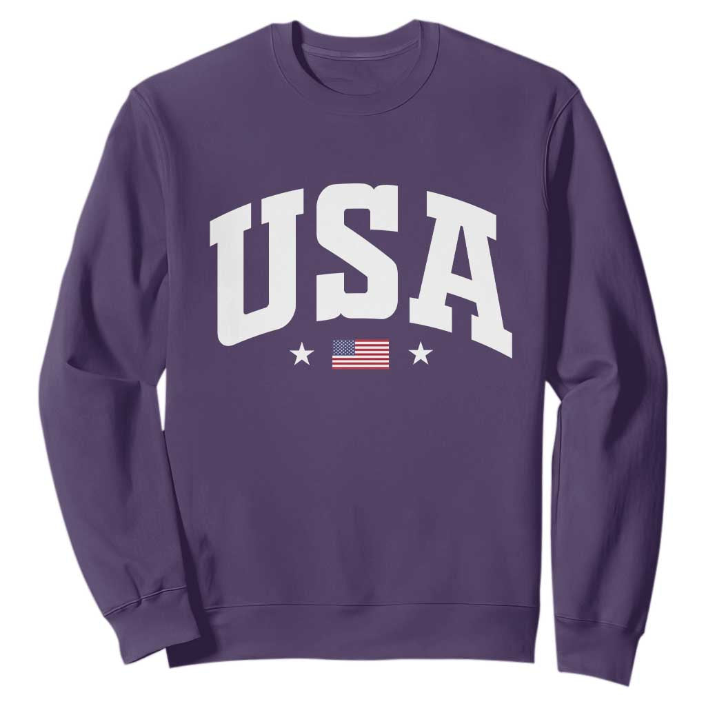 USA Sweatshirt American Flag Patriotic 4th of July TS10 Purple Print Your Wear