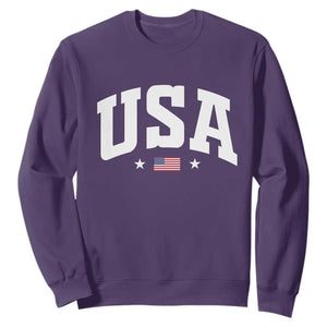USA Sweatshirt American Flag Patriotic 4th of July TS10 Purple Print Your Wear