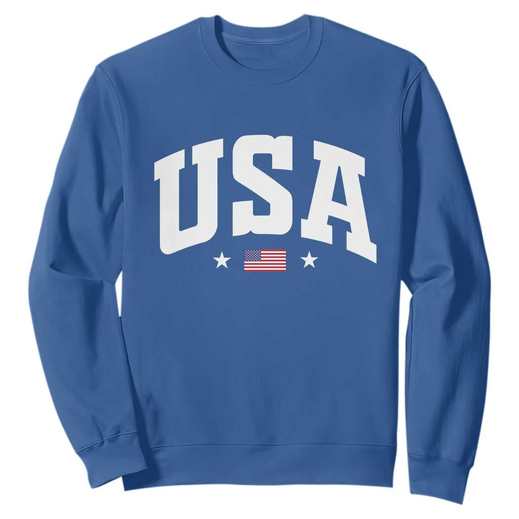 USA Sweatshirt American Flag Patriotic 4th of July TS10 Royal Blue Print Your Wear