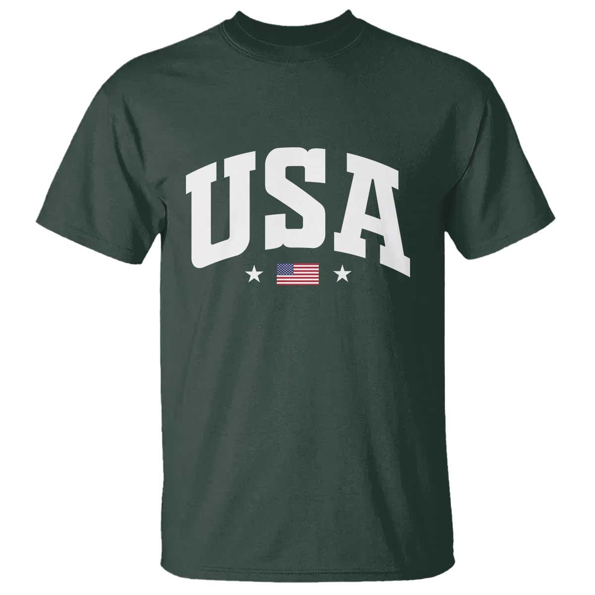 USA T Shirt American Flag Patriotic 4th of July TS10 Dark Forest Green Print Your Wear