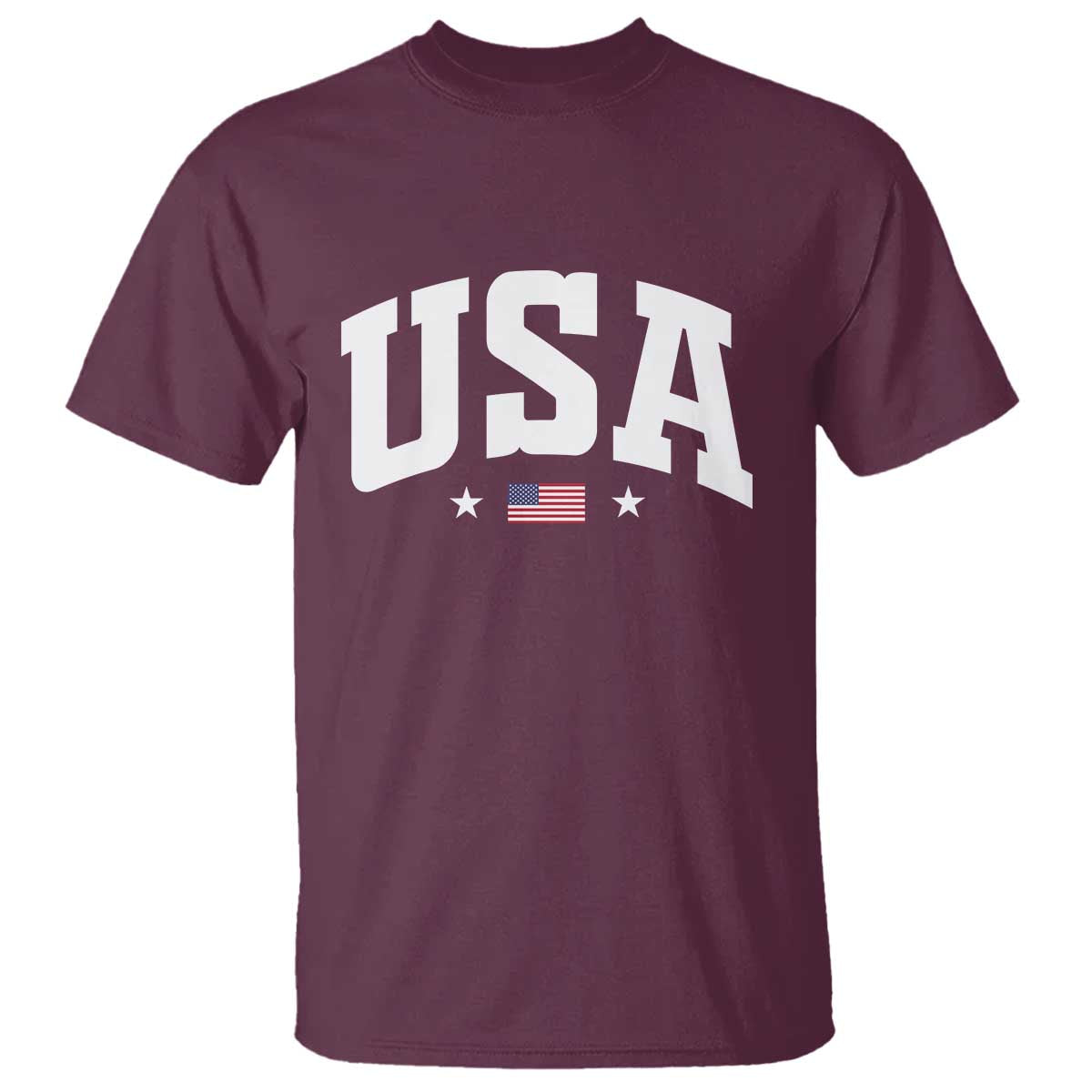 USA T Shirt American Flag Patriotic 4th of July TS10 Maroon Print Your Wear