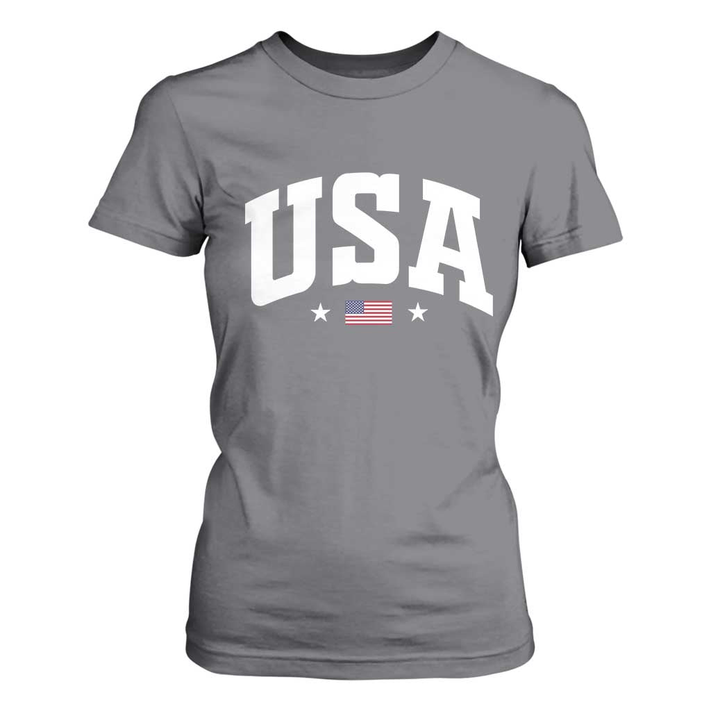 USA T Shirt For Women American Flag Patriotic 4th of July TS10 Charcoal Print Your Wear