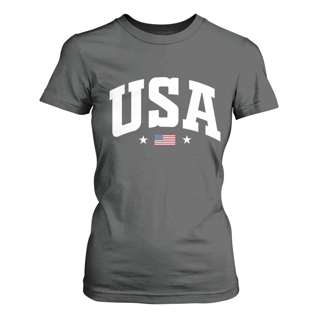USA T Shirt For Women American Flag Patriotic 4th of July TS10 Dark Heather Print Your Wear