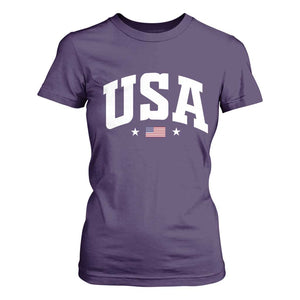 USA T Shirt For Women American Flag Patriotic 4th of July TS10 Purple Print Your Wear