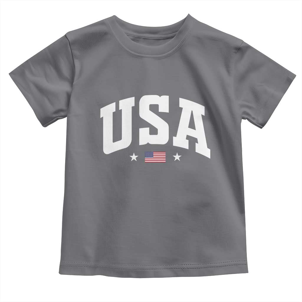 USA Toddler T Shirt American Flag Patriotic 4th of July TS10 Charcoal Print Your Wear