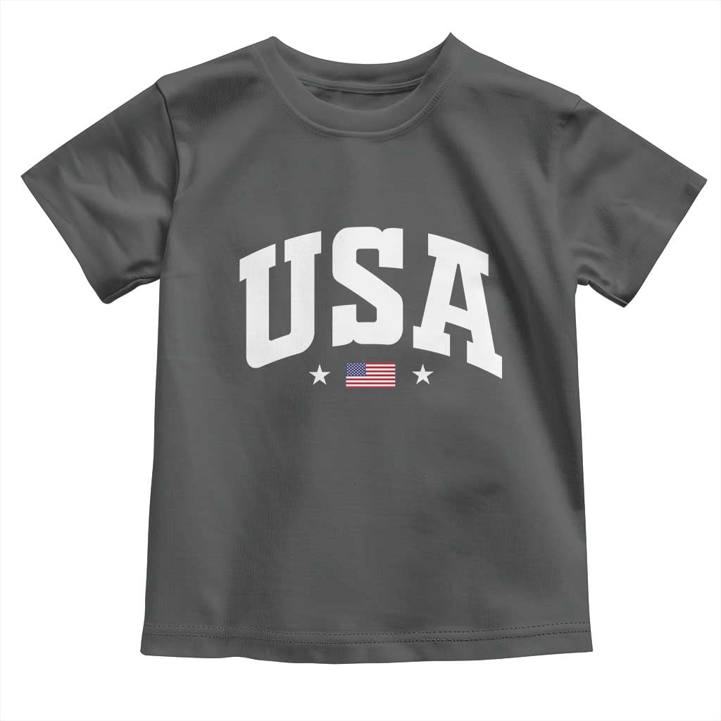 USA Toddler T Shirt American Flag Patriotic 4th of July TS10 Dark Heather Print Your Wear