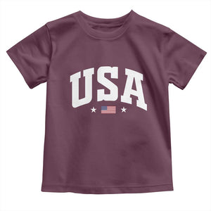 USA Toddler T Shirt American Flag Patriotic 4th of July TS10 Maroon Print Your Wear