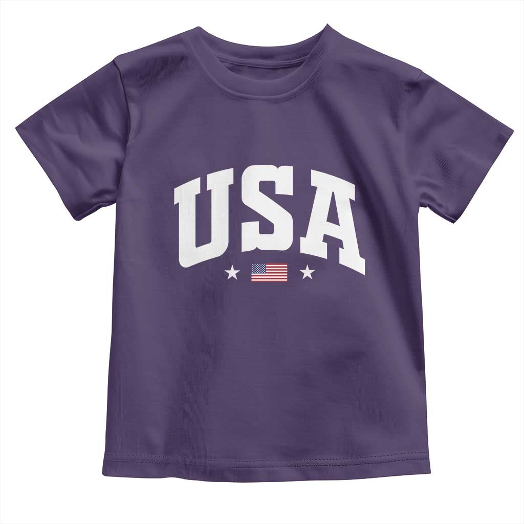 USA Toddler T Shirt American Flag Patriotic 4th of July TS10 Purple Print Your Wear