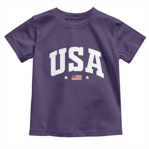 USA Toddler T Shirt American Flag Patriotic 4th of July TS10 Purple Print Your Wear