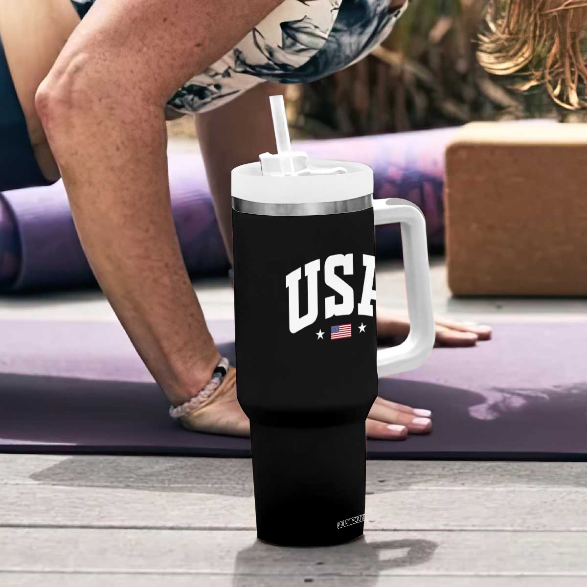 USA Tumbler With Handle American Flag Patriotic 4th of July TS10 Print Your Wear