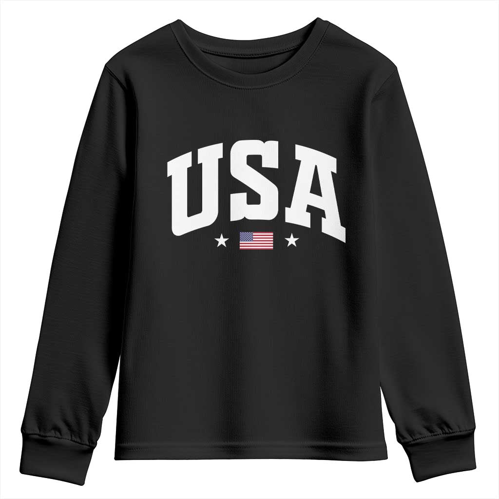 USA Youth Sweatshirt American Flag Patriotic 4th of July TS10 Black Print Your Wear