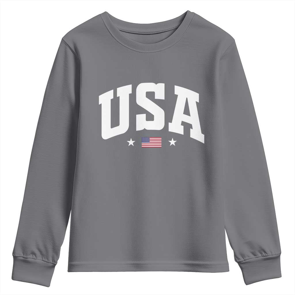 USA Youth Sweatshirt American Flag Patriotic 4th of July TS10 Charcoal Print Your Wear