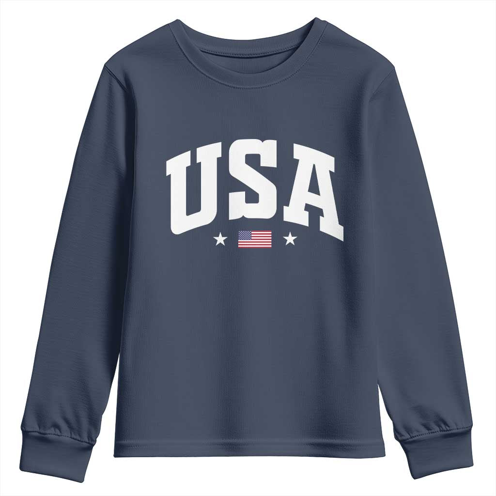 USA Youth Sweatshirt American Flag Patriotic 4th of July TS10 Navy Print Your Wear
