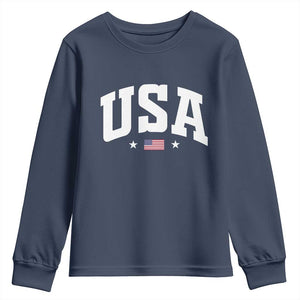USA Youth Sweatshirt American Flag Patriotic 4th of July TS10 Navy Print Your Wear