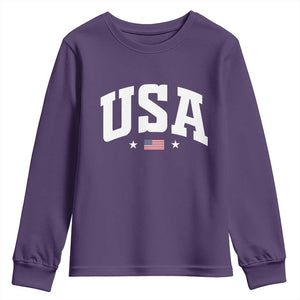 USA Youth Sweatshirt American Flag Patriotic 4th of July TS10 Purple Print Your Wear