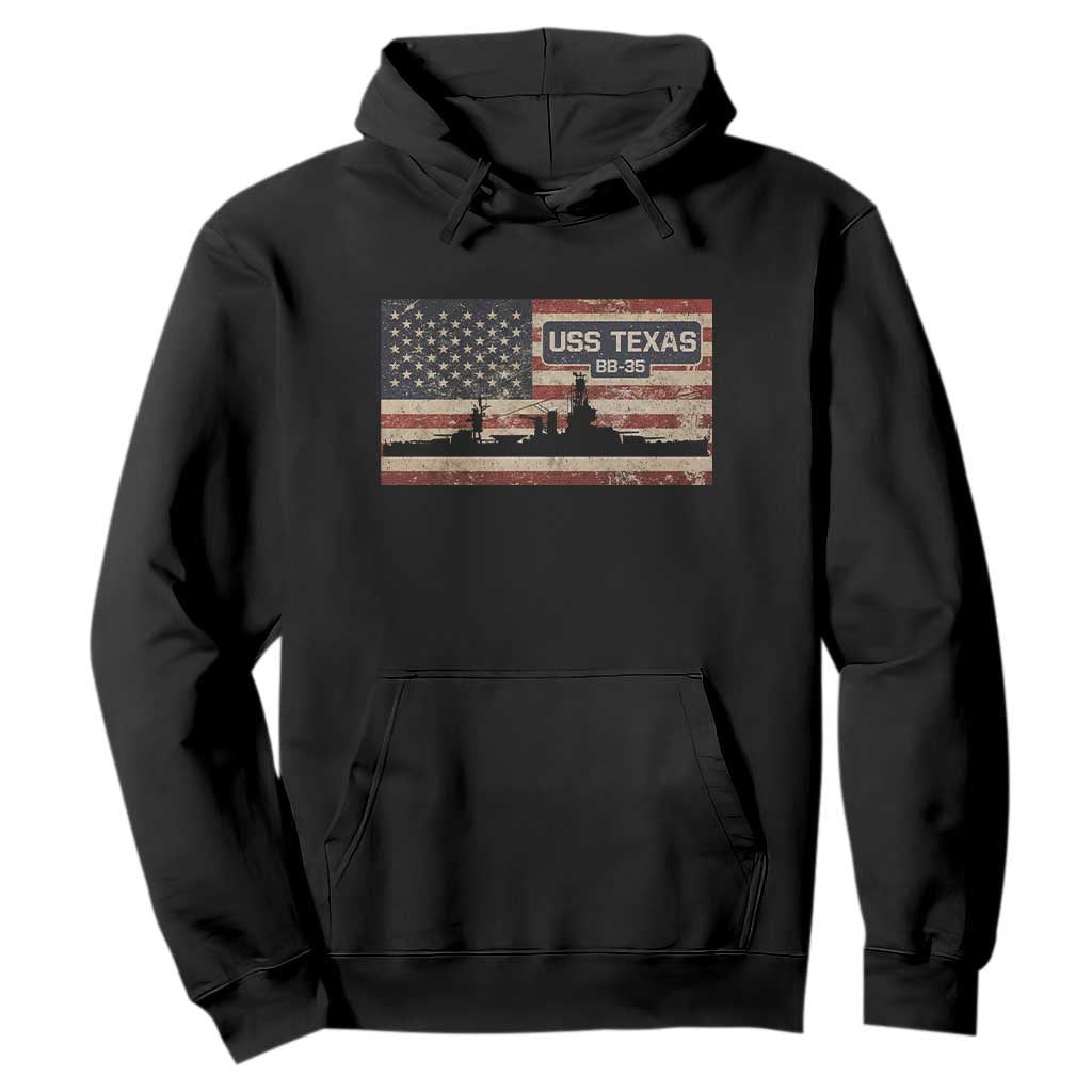 USS Texas BB35 WW1 WW2 Battleship USA American Flag Hoodie TS11 Black Print Your Wear