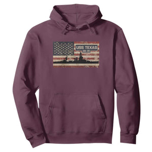 USS Texas BB35 WW1 WW2 Battleship USA American Flag Hoodie TS11 Maroon Print Your Wear